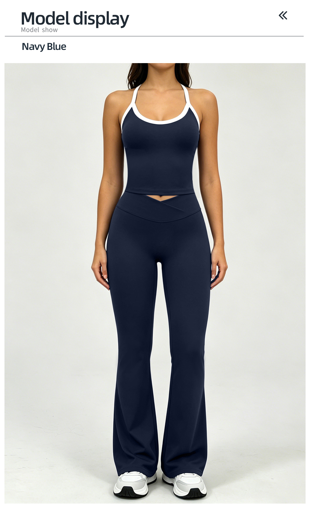OEM ODM Quick Dry Women Spaghetti Straps Fitness Top with Flared Pants Wholesale Soft Gym Yoga Clothes High End Lady Sportswear