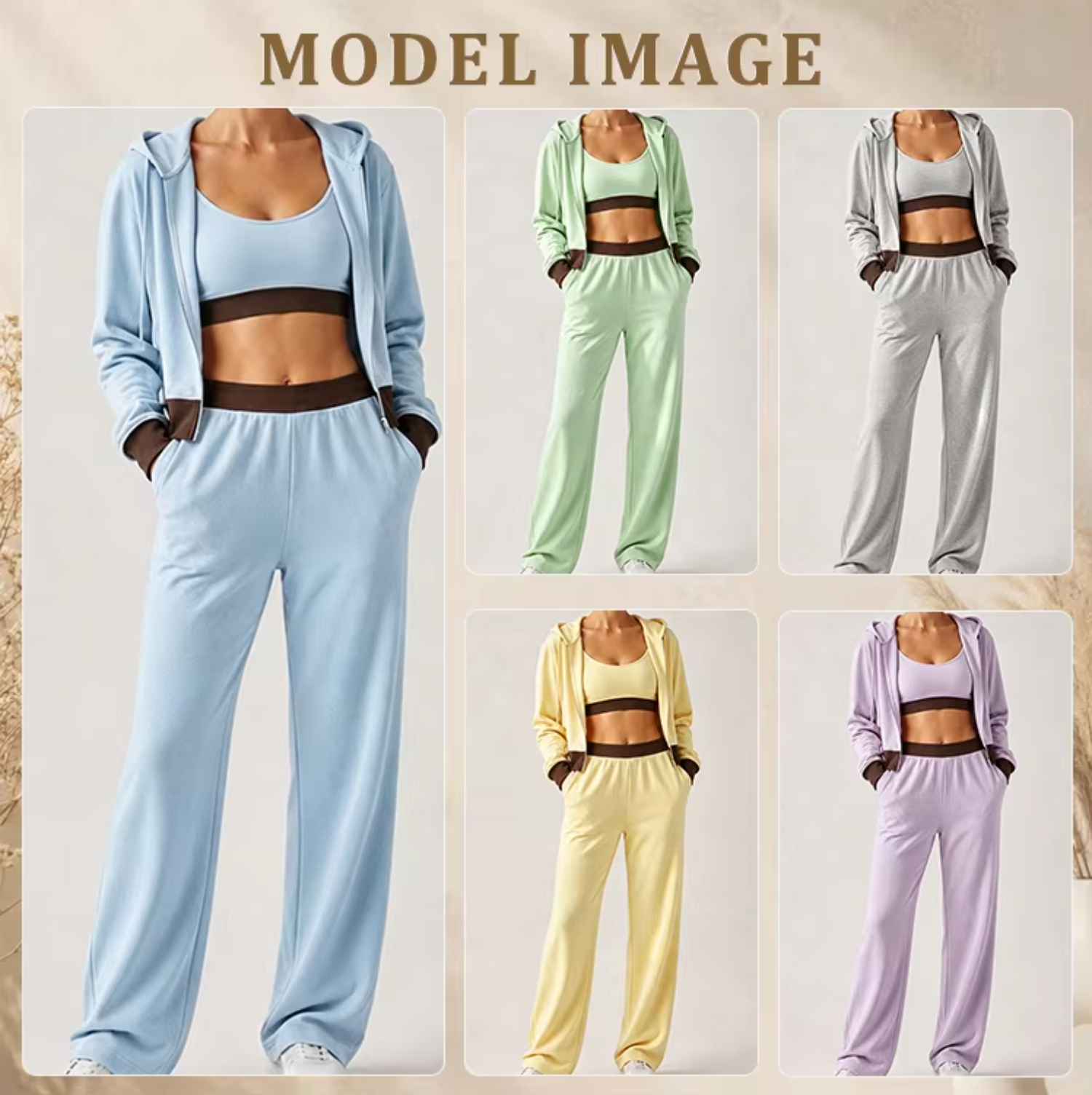 Custom logo Workout Fitness Sports Outfit Contrasting Colors Leisurewear Casual Activewear Recycled Fabric Manufacturer Set