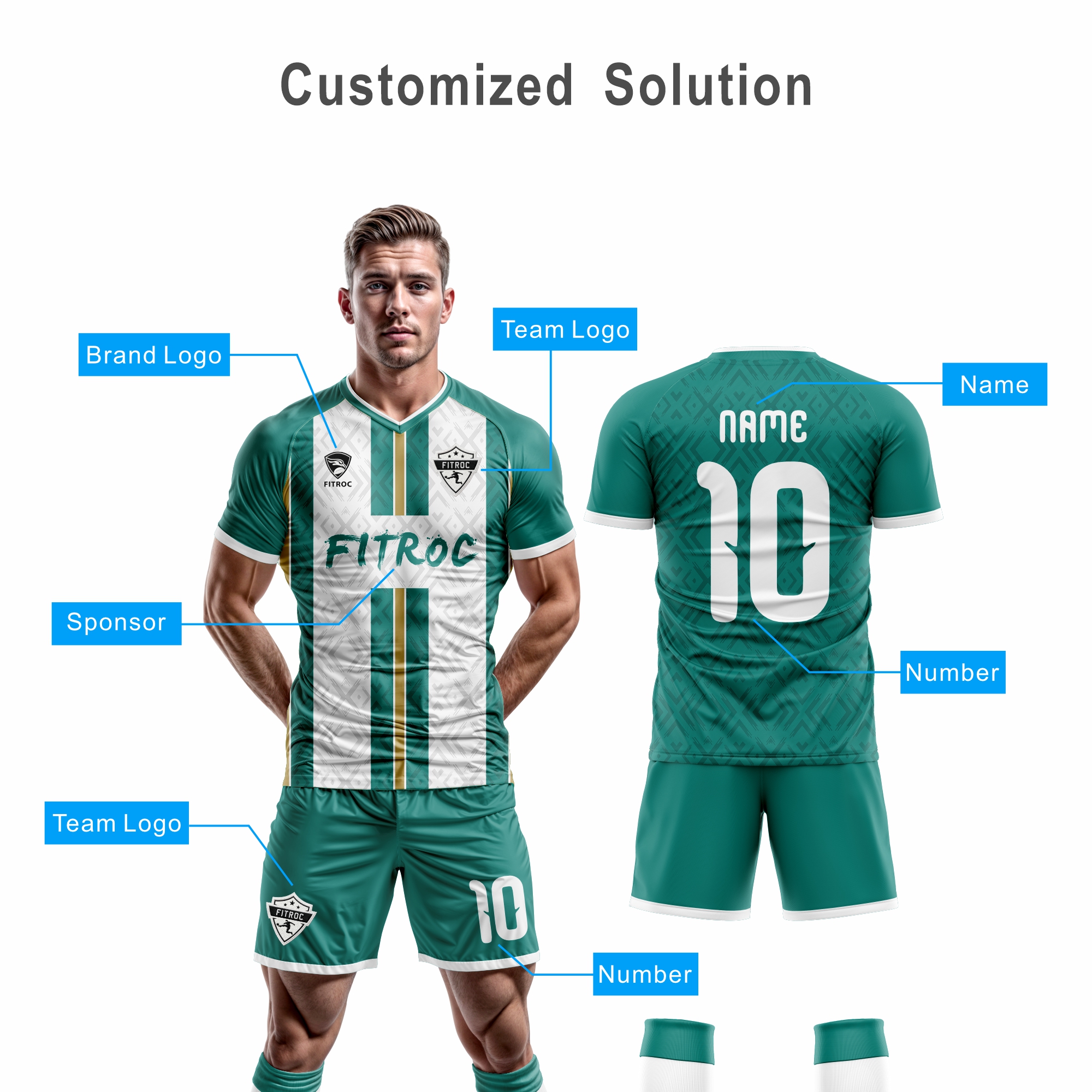 Fitroc Custom Men Sublimation Breathable Soccer Jersey Manufacturers Wholesale High Quality Blank Football Jersey