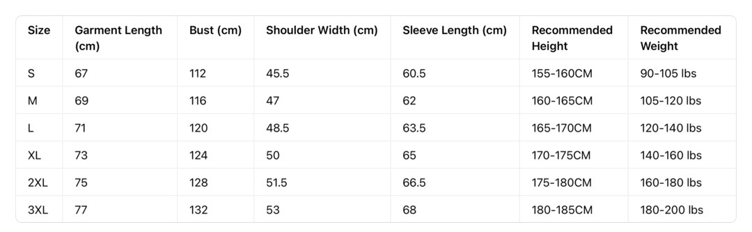 Size Chart